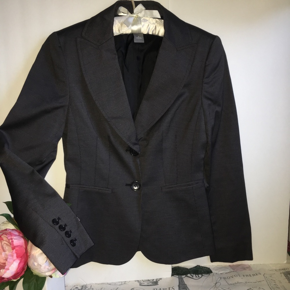Ann Taylor Virgin Wool Black Stretch Blazer - Sz 0